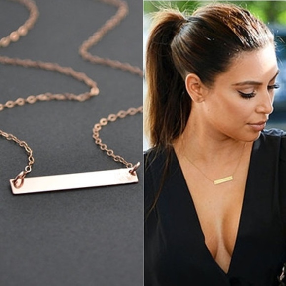 Jewelry - Minimalist Bar Gold Chained Dainty Necklace